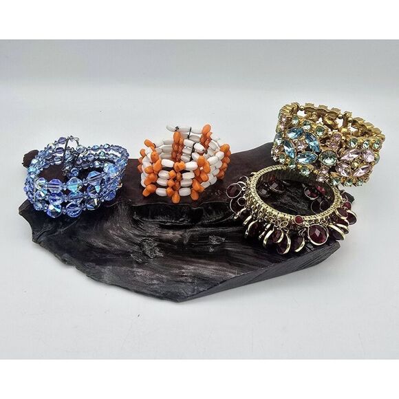 Vintage to Now One Size Stretch & Wrap Bracelet Lot ( 4 )  Rhinstone Bling - Picture 2 of 15